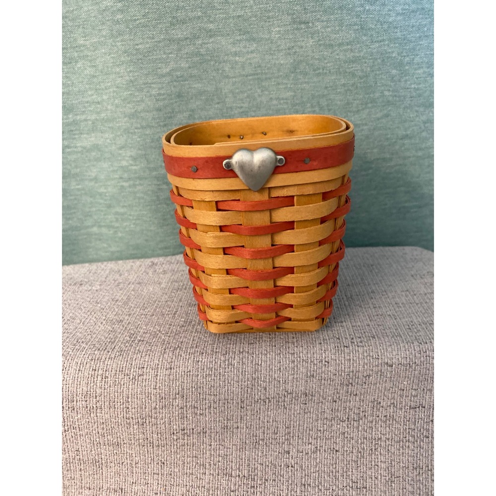 Vintage Carnation Basket Handmade USA 1996 red accents Signed by artist
